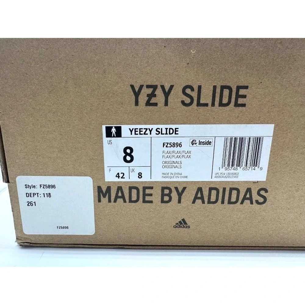 Adidas Yeezy Slide Flax FZ5896 Men's US 8 EU 42 Brown Comfort Slides